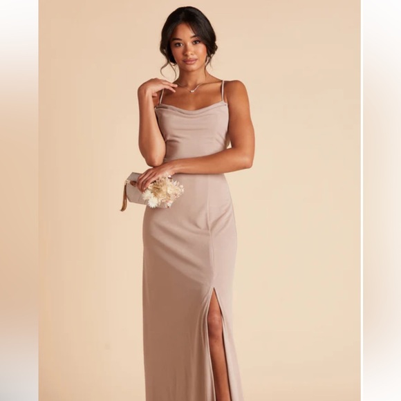 Birdy Grey Ash Crepe Dress in Taupe - Picture 1 of 7